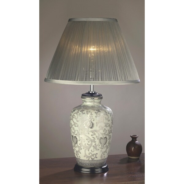 Elstead Lui Sil Thistle Luis Collection Silver Table Lamp And Shade