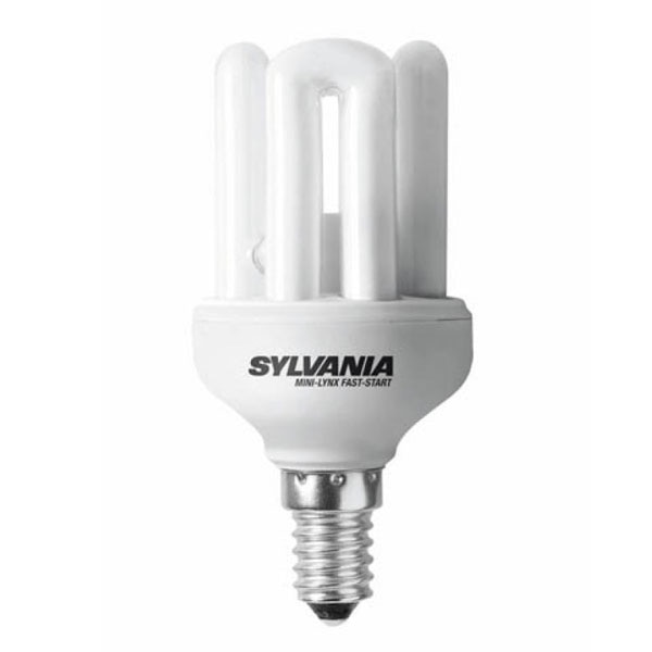 2X Sylvania 8W (42W) ES/E27 Ini-Lynx Fast-Start CFL Energy Saver Bulb, Extra War White 2700K